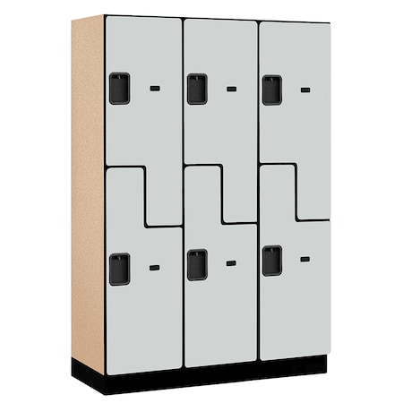 Salsbury Industries 2 Tier 'S' Designer Locker, 54"Wx76"Hx18"D, 6 Door, Gray 18-27368GRY